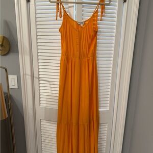 Paris Atelier & Other Stories Orange Tie Shoulder Midi Dress Sz 0